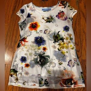 Vera Wang Floral Print Short Sleeve Top size small